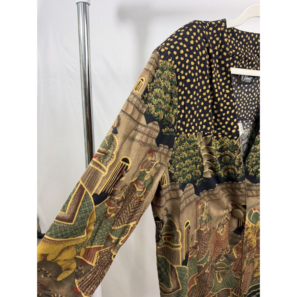 Signet New York Vintage Elephant Novelty Print Blazer Jacket Rayon Large USA - Picture 4 of 16